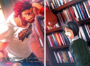 “Oooh! I found you I found you! Such a short dude hiding between the shelves really can’t be seen by anyone, and is so bothersome to find.”“Normal people are all shorter than book shelves, you idiotic giant! – Speaking of, what did you buy this time?”