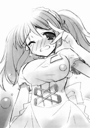 Asahina-san, que agora corava furiosamente enquanto gritava alto, estava sendo forçada por Haruhi a gritar com o seu abdômen.